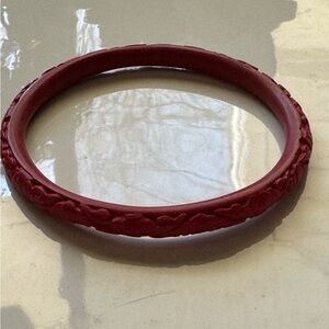 Vintage Carved Cinnabar Bangle Bracelet